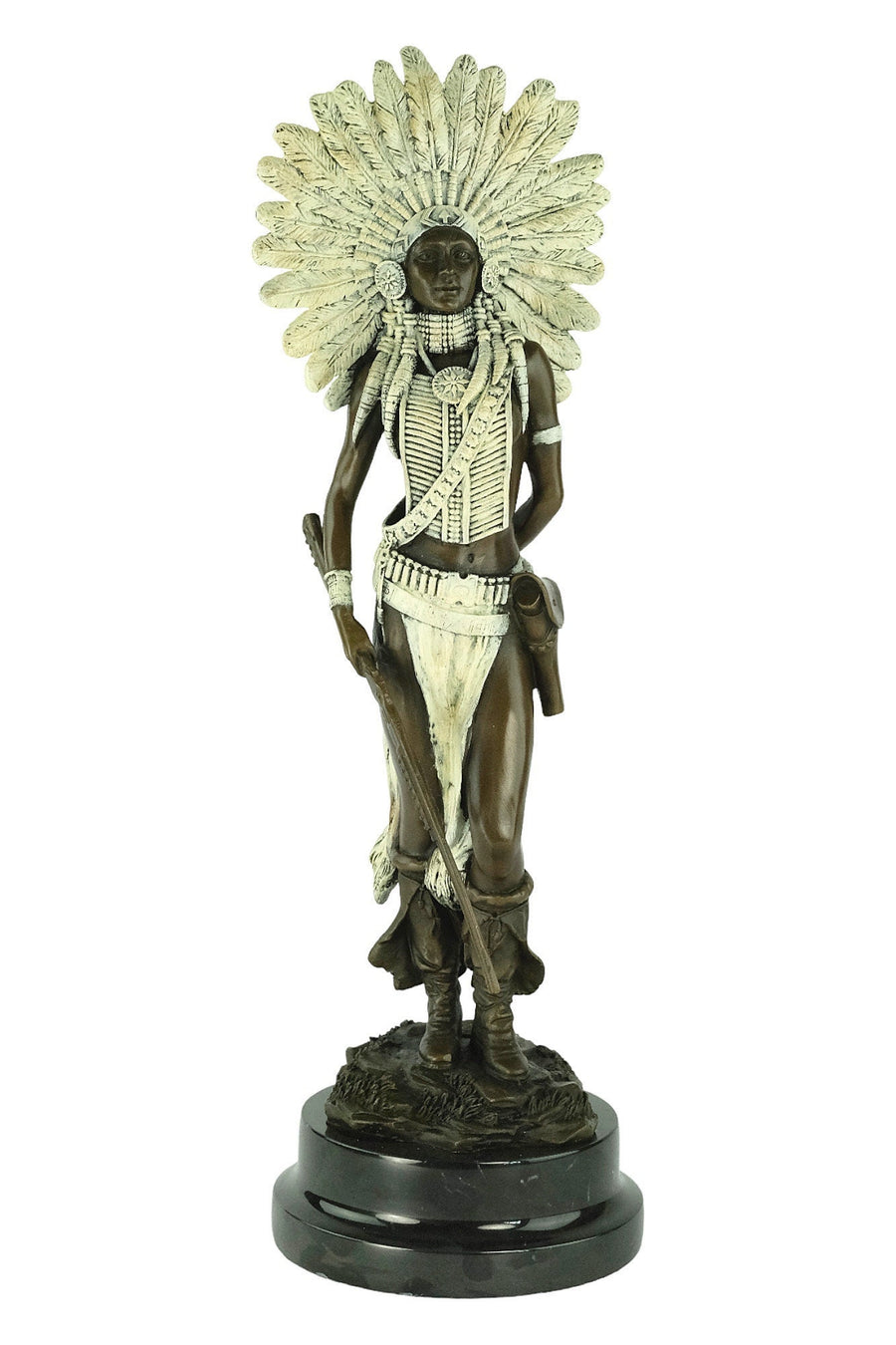 Cold Painted Bronze Sculpture of an Indian Female with a Rifle Viennese Bronze Statue Indian Female Sculpture Franz Bergman Bronzes Art