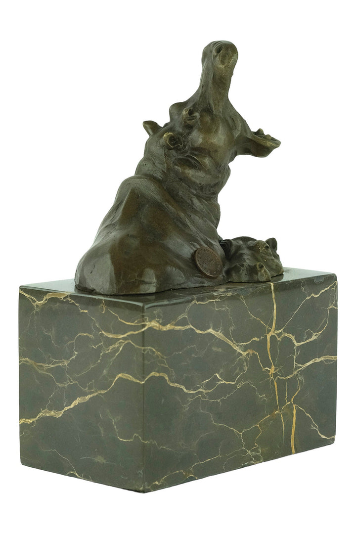 Bronze Sculpture of Two Bathing Hippo's Animal Art Statue Bronze Hippopotamus Sculpture Bronze Wildlife Statue Hippo Lovers Gift Hippo Deco