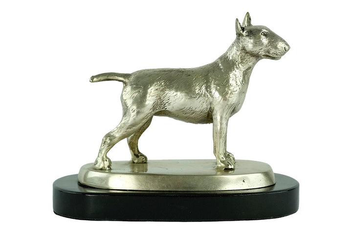 A Nickel Plated Bronze Sculpture of a Standing English Bull Terrier Dog Animal Art Statue Dog Lovers Gift English Bull Terrier Statue