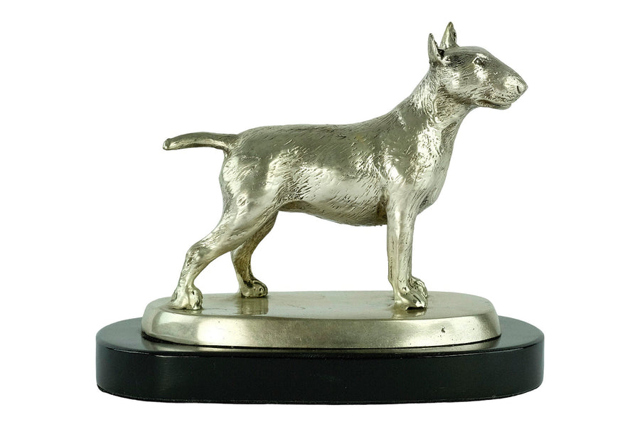 A Nickel Plated Bronze Sculpture of a Standing English Bull Terrier Dog Animal Art Statue Dog Lovers Gift English Bull Terrier Statue