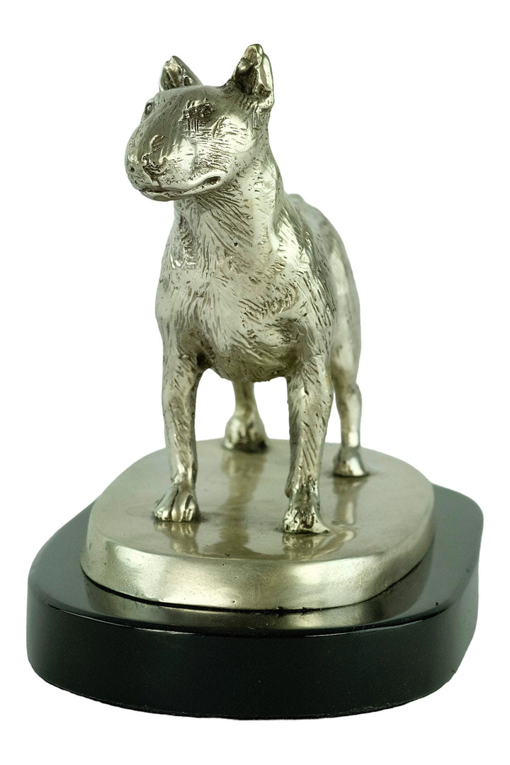 A Nickel Plated Bronze Sculpture of a Standing English Bull Terrier Dog Animal Art Statue Dog Lovers Gift English Bull Terrier Statue