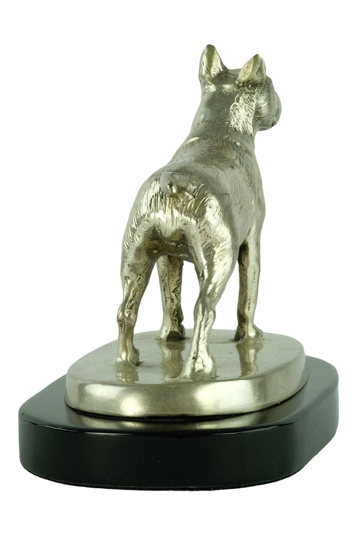 A Nickel Plated Bronze Sculpture of a Standing English Bull Terrier Dog Animal Art Statue Dog Lovers Gift English Bull Terrier Statue
