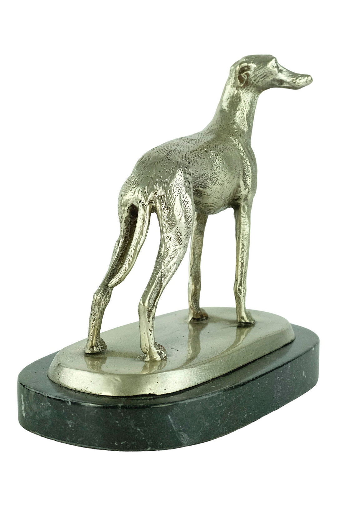 Nickel Plated Bronze Sculpture of a Standing Greyhound Hunting Decoration Bronze Dog Statue Greyhound Figurine Animal Art Statue Hunting Dog
