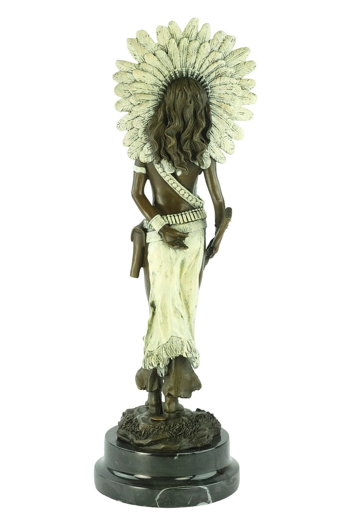 Cold Painted Bronze Sculpture of an Indian Female with a Rifle Viennese Bronze Statue Indian Female Sculpture Franz Bergman Bronzes Art