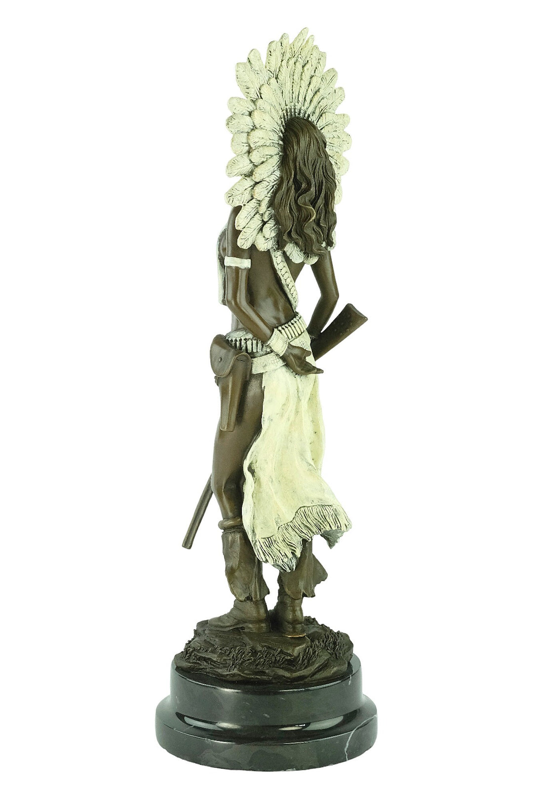 Cold Painted Bronze Sculpture of an Indian Female with a Rifle Viennese Bronze Statue Indian Female Sculpture Franz Bergman Bronzes Art