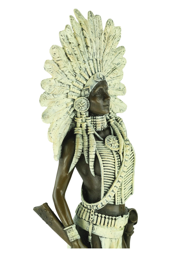Cold Painted Bronze Sculpture of an Indian Female with a Rifle Viennese Bronze Statue Indian Female Sculpture Franz Bergman Bronzes Art