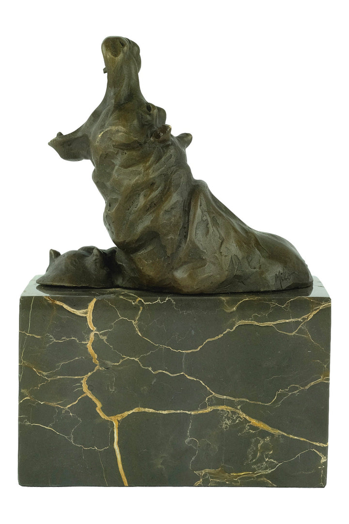 Bronze Sculpture of Two Bathing Hippo's Animal Art Statue Bronze Hippopotamus Sculpture Bronze Wildlife Statue Hippo Lovers Gift Hippo Deco