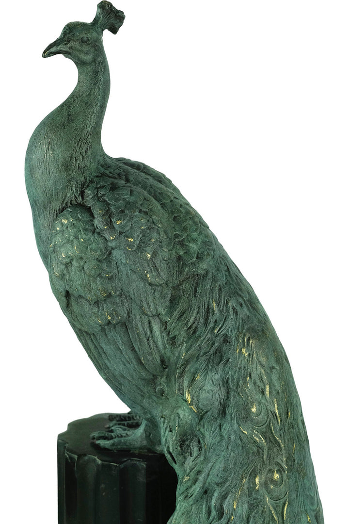 Bronze Peacock Sculpture on Marble Pedestal Art Deco Style Bronze Peacock Statue Animal Art Figurine Art Deco Peacock Figurine Peacock Gift