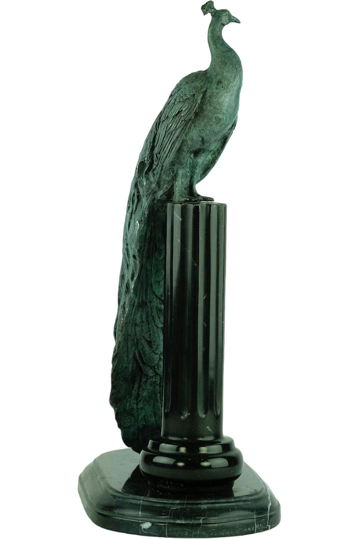 Bronze Peacock Sculpture on Marble Pedestal Art Deco Style Bronze Peacock Statue Animal Art Figurine Art Deco Peacock Figurine Peacock Gift