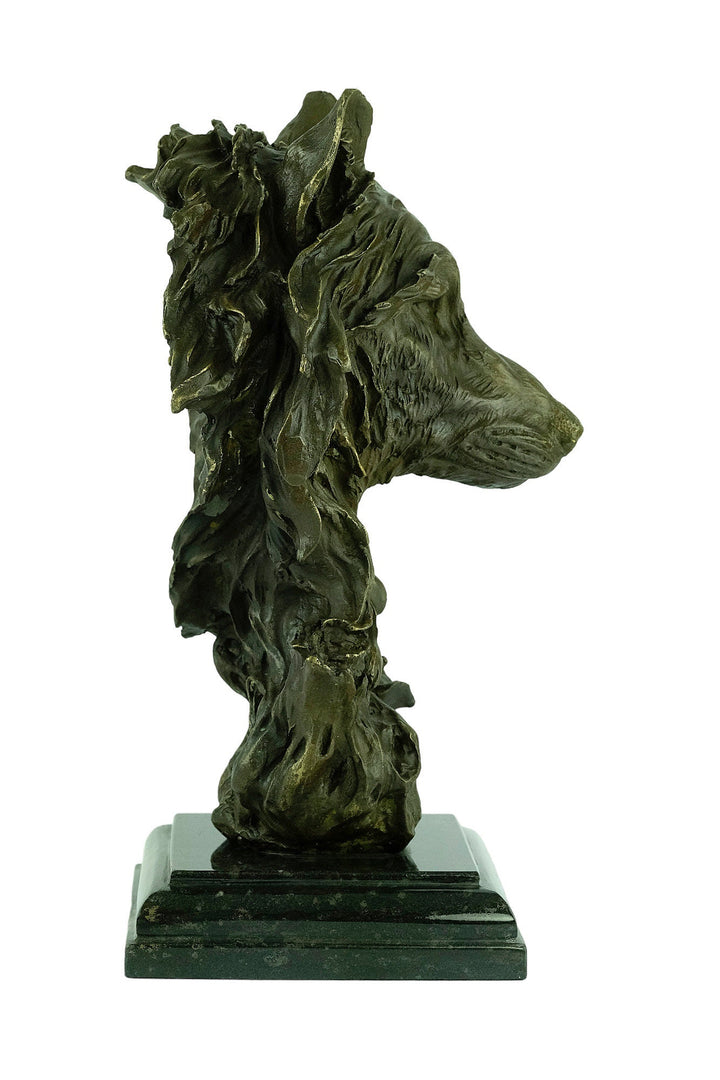 Bronze Wolf Head Statue Bronze Wildlife Sculpture Bronze Wolfs Head Sculpture Hunting Decoration Wolf Lovers Gift Wolf Art Animal Art Statue