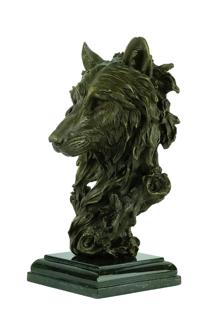 Bronze Wolf Head Statue Bronze Wildlife Sculpture Bronze Wolfs Head Sculpture Hunting Decoration Wolf Lovers Gift Wolf Art Animal Art Statue