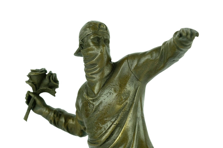 Bronze Banksy Sculpture Flower Thrower by Banksy Statue Bronze Banksy Art Statue Contemporary Sculpture Modern Art Statue Banksy Decoration