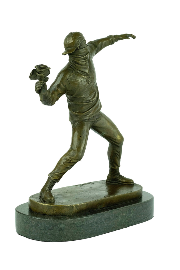 Bronze Banksy Sculpture Flower Thrower by Banksy Statue Bronze Banksy Art Statue Contemporary Sculpture Modern Art Statue Banksy Decoration