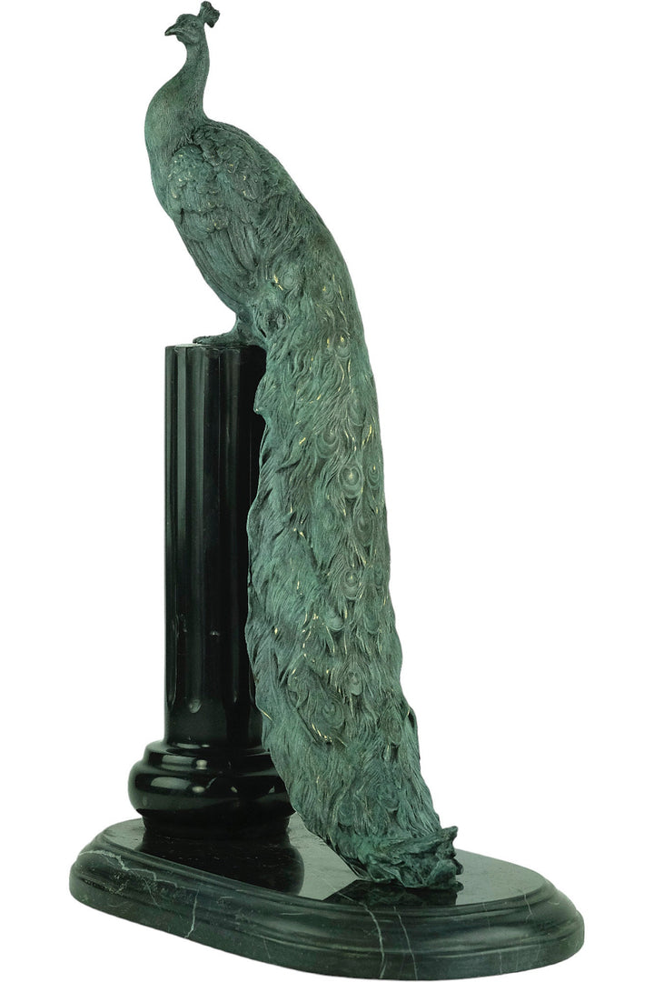 Bronze Peacock Sculpture on Marble Pedestal Art Deco Style Bronze Peacock Statue Animal Art Figurine Art Deco Peacock Figurine Peacock Gift