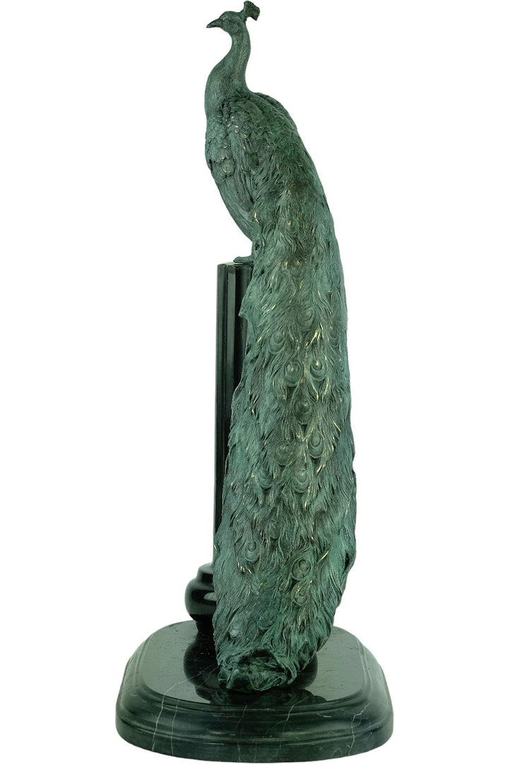 Bronze Peacock Sculpture on Marble Pedestal Art Deco Style Bronze Peacock Statue Animal Art Figurine Art Deco Peacock Figurine Peacock Gift
