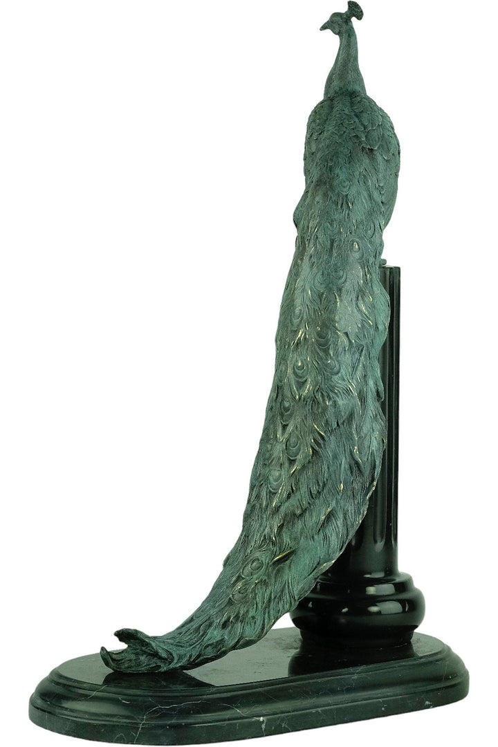 Bronze Peacock Sculpture on Marble Pedestal Art Deco Style Bronze Peacock Statue Animal Art Figurine Art Deco Peacock Figurine Peacock Gift
