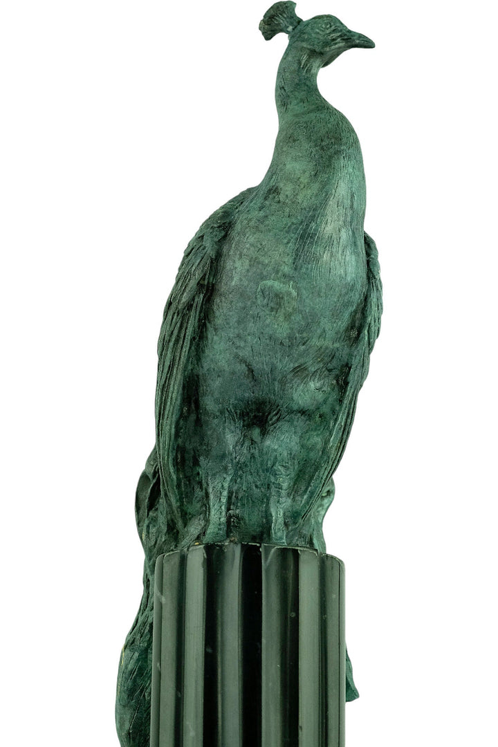 Bronze Peacock Sculpture on Marble Pedestal Art Deco Style Bronze Peacock Statue Animal Art Figurine Art Deco Peacock Figurine Peacock Gift