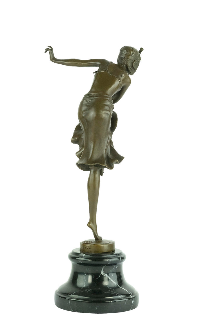 Bronze Dancer Sculpture in Art Deco Style after Chiparus Bronze Dancer Statue Dancer Decoration Art Deco Sculpture Female Dancer Figurine