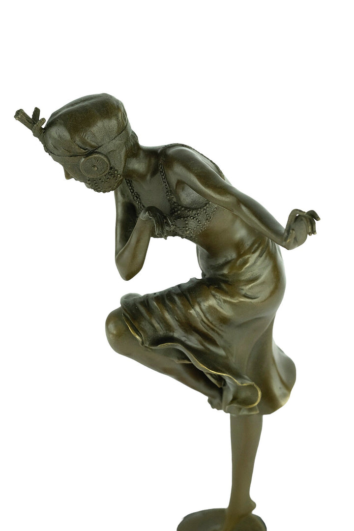 Bronze Dancer Sculpture in Art Deco Style after Chiparus Bronze Dancer Statue Dancer Decoration Art Deco Sculpture Female Dancer Figurine