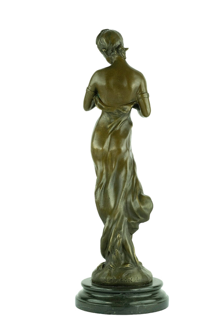 Bronze Sculpture of Female with Bird after Auguste Moreau Bronze Female Statue French Bronze Sculpture Standing Female Figurine Antique Art