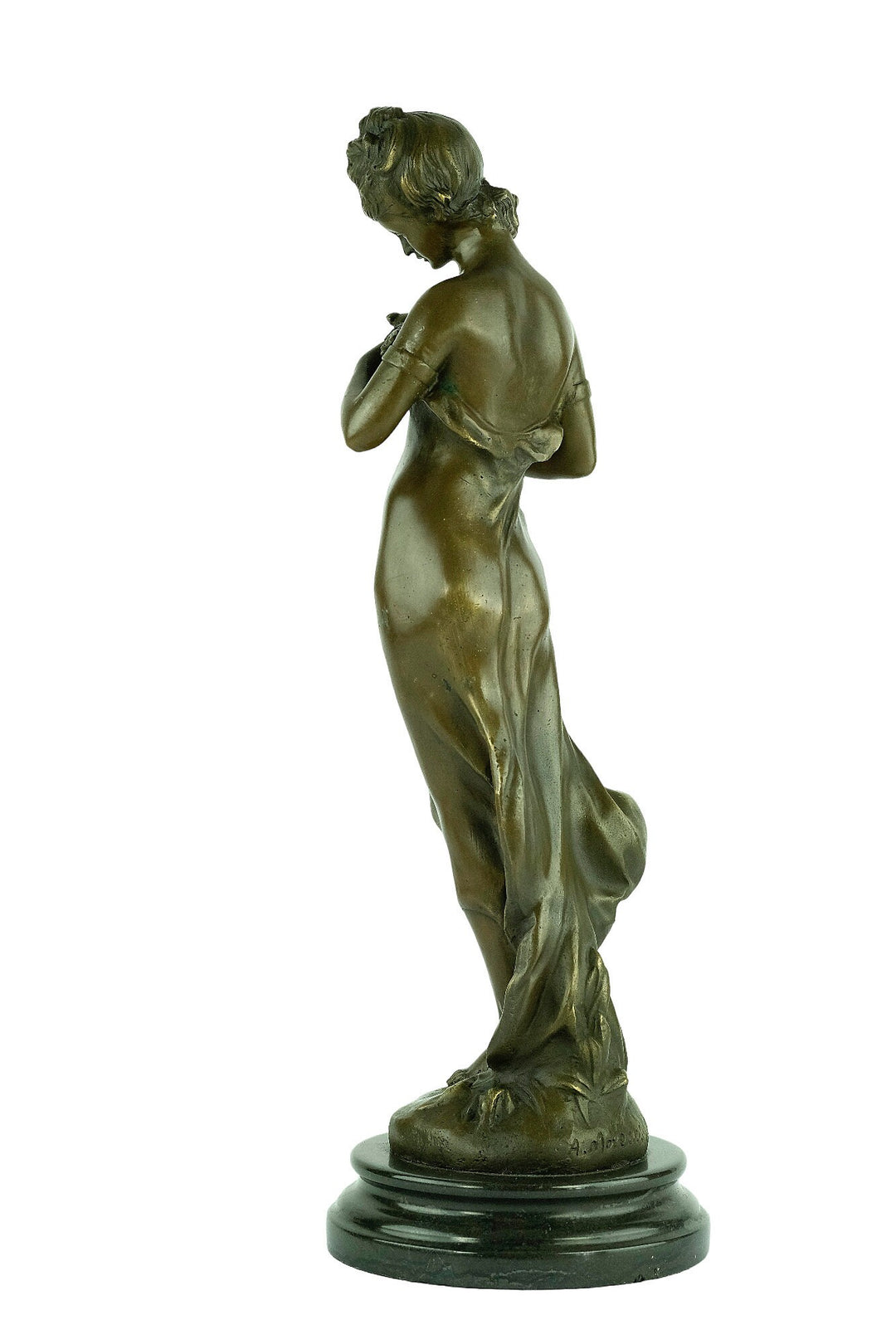 Bronze Sculpture of Female with Bird after Auguste Moreau Bronze Female Statue French Bronze Sculpture Standing Female Figurine Antique Art