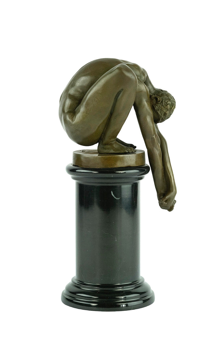 Bronze Male Sculpture Male in Yoga Pose Statue Bronze Meditation Sculpture Bronze Male Nude Statue Muscular Man Figurine Bronze Art Statue