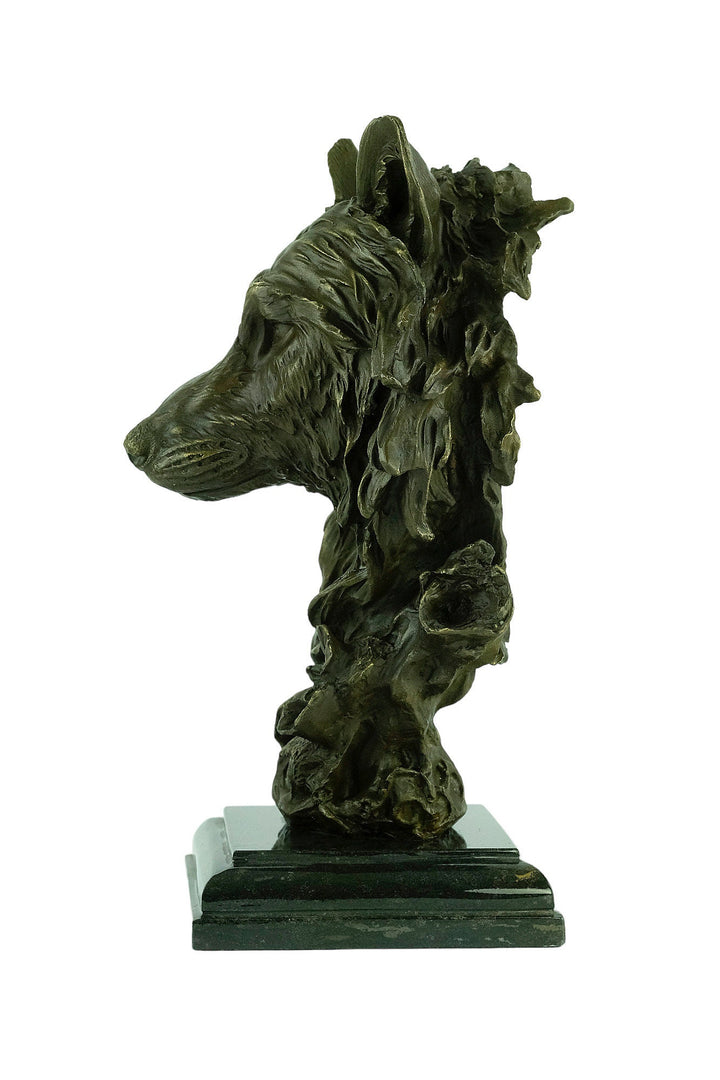 Bronze Wolf Head Statue Bronze Wildlife Sculpture Bronze Wolfs Head Sculpture Hunting Decoration Wolf Lovers Gift Wolf Art Animal Art Statue