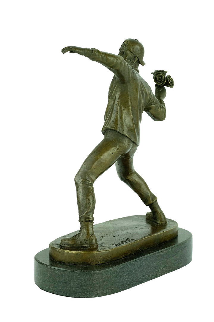 Bronze Banksy Sculpture Flower Thrower by Banksy Statue Bronze Banksy Art Statue Contemporary Sculpture Modern Art Statue Banksy Decoration