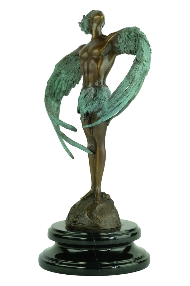 Modern Bronze Winged Male Sculpture Contemporary Art Statue Bronze Icarus Statue Winged Male Figurine Mythology Sculpture Bronze Art Statue