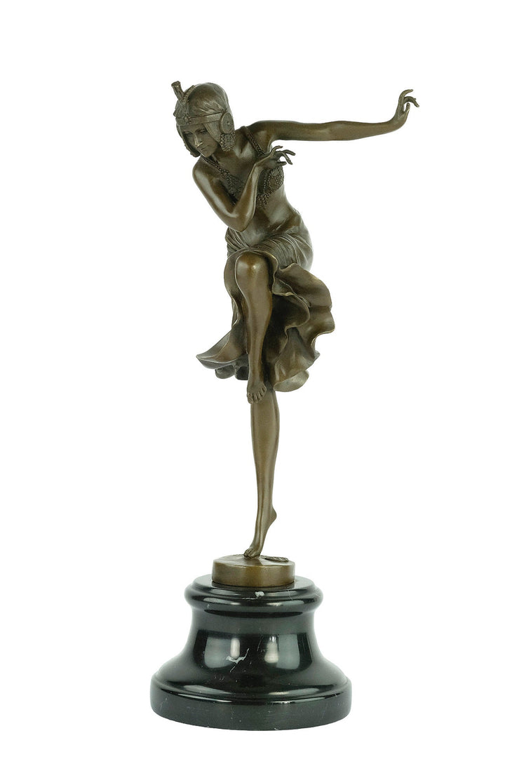 Bronze Dancer Sculpture in Art Deco Style after Chiparus Bronze Dancer Statue Dancer Decoration Art Deco Sculpture Female Dancer Figurine