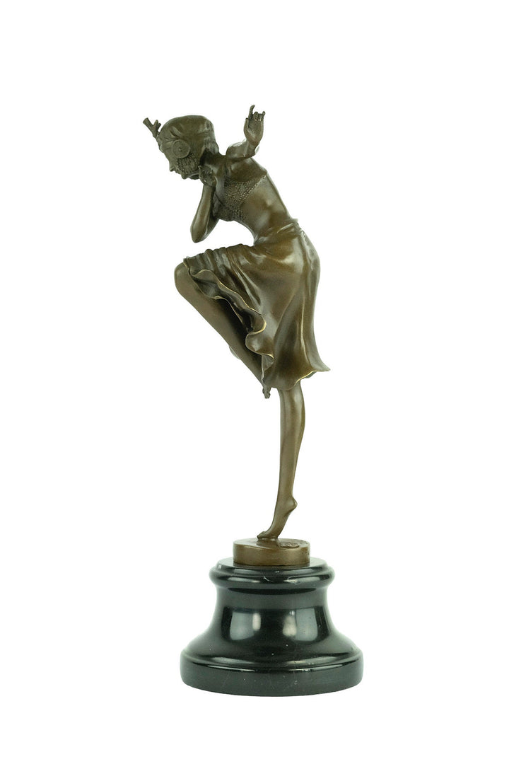 Bronze Dancer Sculpture in Art Deco Style after Chiparus Bronze Dancer Statue Dancer Decoration Art Deco Sculpture Female Dancer Figurine