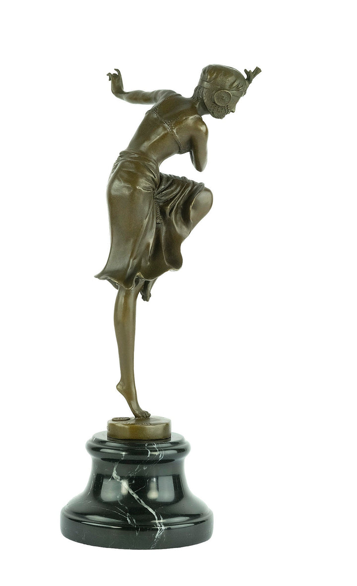 Bronze Dancer Sculpture in Art Deco Style after Chiparus Bronze Dancer Statue Dancer Decoration Art Deco Sculpture Female Dancer Figurine
