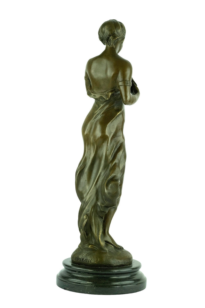 Bronze Sculpture of Female with Bird after Auguste Moreau Bronze Female Statue French Bronze Sculpture Standing Female Figurine Antique Art