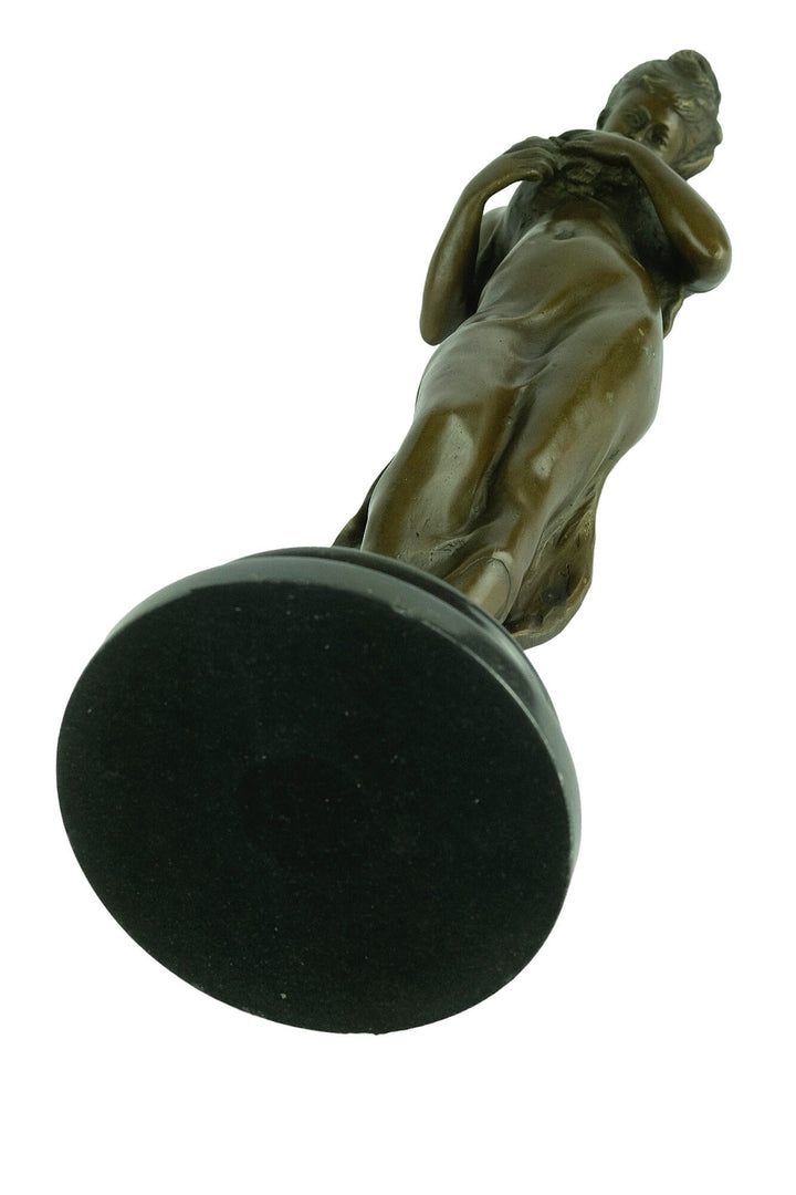 Bronze Sculpture of Female with Bird after Auguste Moreau Bronze Female Statue French Bronze Sculpture Standing Female Figurine Antique Art