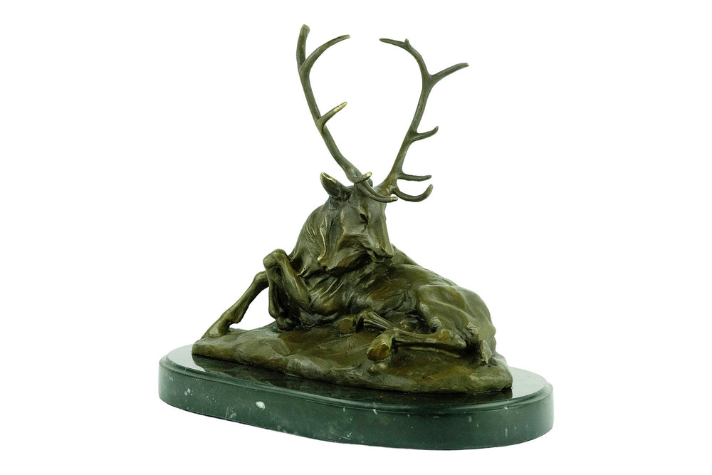 Bronze Deer Sculpture Animal Art Statue Bronze Lying Deer Statue Hunting Decoration Bronze Wildlife Sculpture Hunting Sculpture Barye Statue