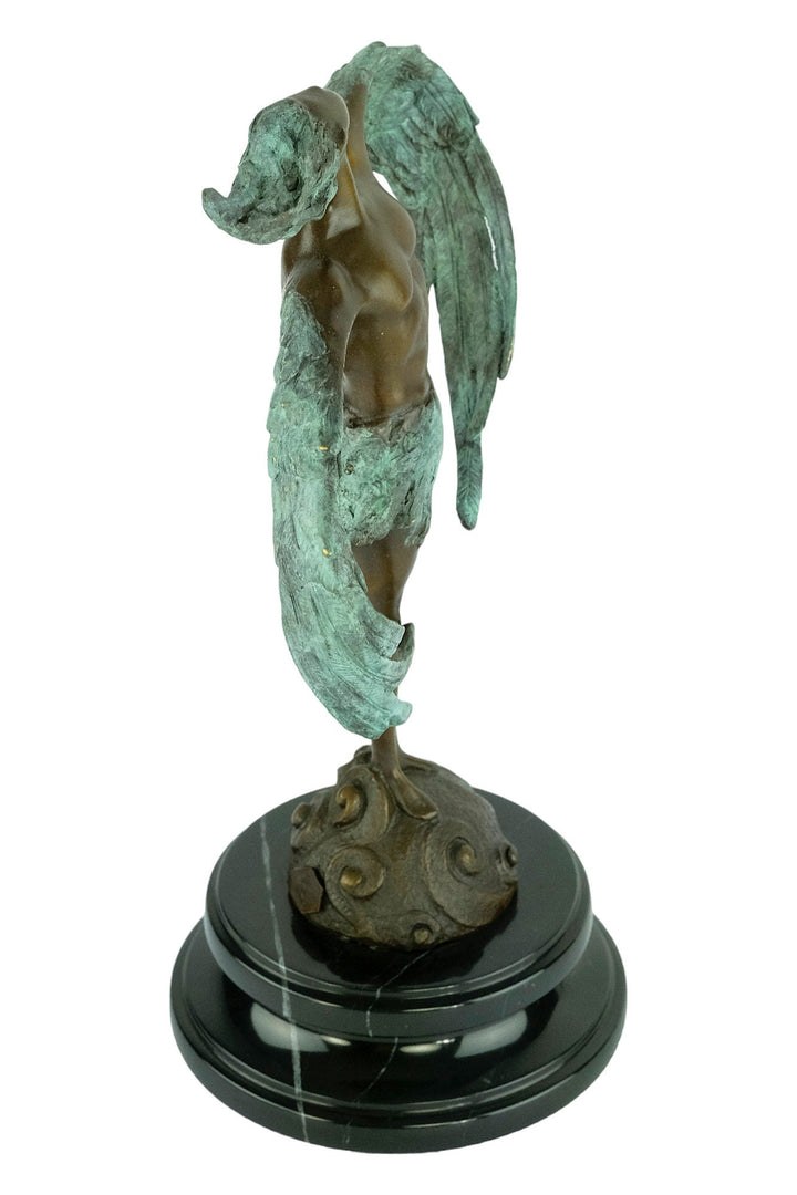 Modern Bronze Winged Male Sculpture Contemporary Art Statue Bronze Icarus Statue Winged Male Figurine Mythology Sculpture Bronze Art Statue