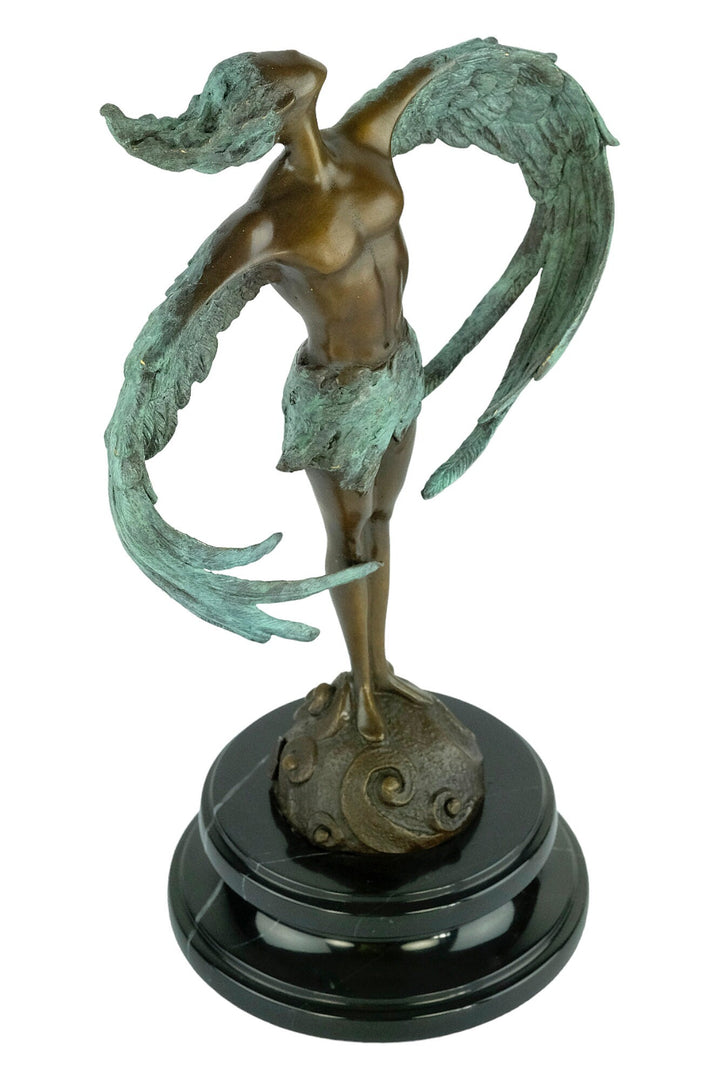 Modern Bronze Winged Male Sculpture Contemporary Art Statue Bronze Icarus Statue Winged Male Figurine Mythology Sculpture Bronze Art Statue