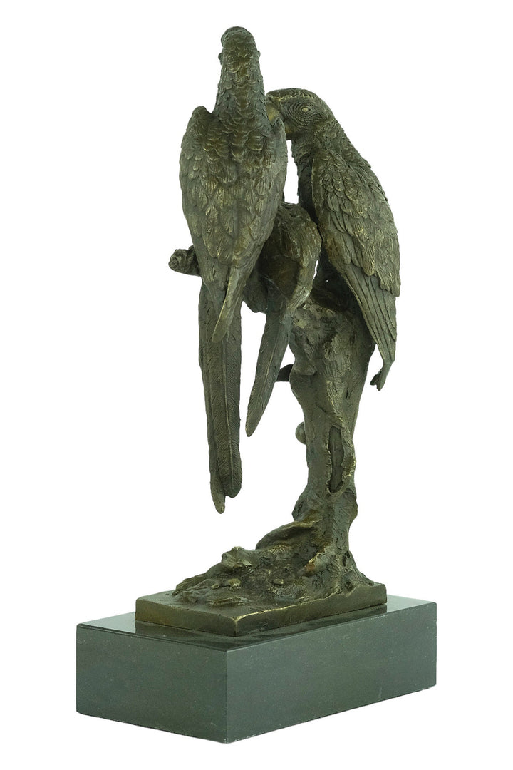 Bronze Parrots Sculpture Animal Art Statue Bronze Parrots on Branch Statue Parrot Lovers Gift Parrot Decoration Parrot Art Figurine Bird Art