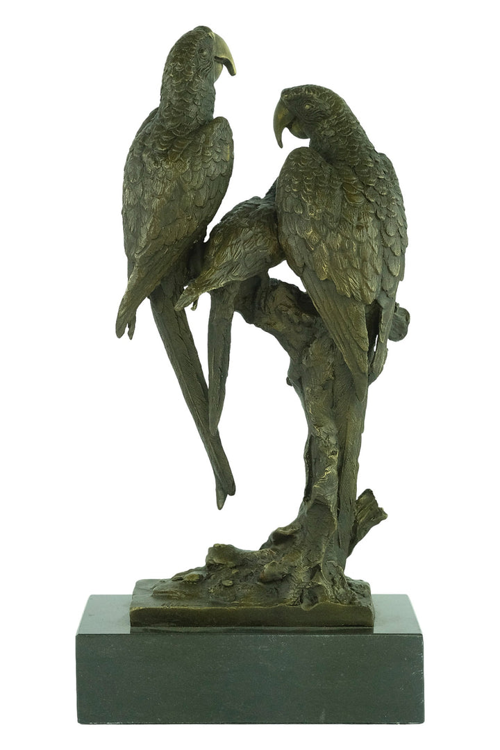 Bronze Parrots Sculpture Animal Art Statue Bronze Parrots on Branch Statue Parrot Lovers Gift Parrot Decoration Parrot Art Figurine Bird Art