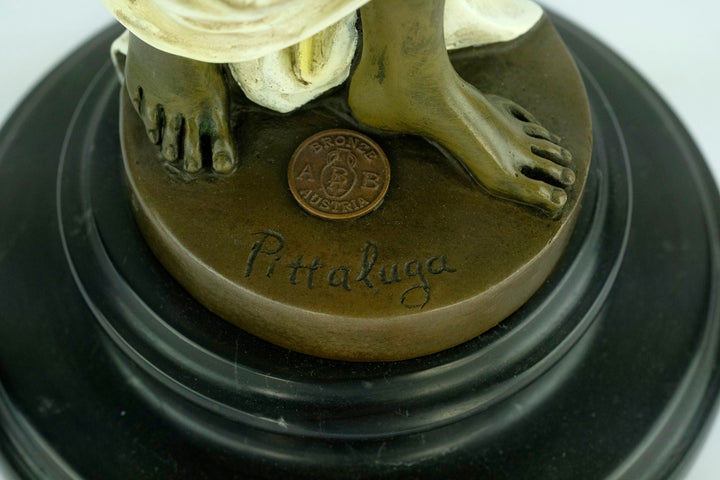 Bronze Nymph Sculpture Painted Bronze Wood Nymph Statue Pittaluga Sculpture Bronze Sculpture in Art Nouveau Style Bronze Female Statue Art