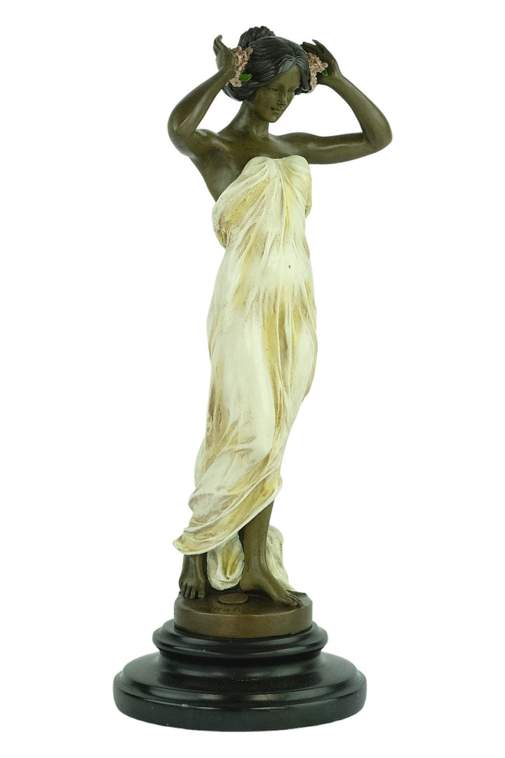 Bronze Nymph Sculpture Painted Bronze Wood Nymph Statue Pittaluga Sculpture Bronze Sculpture in Art Nouveau Style Bronze Female Statue Art