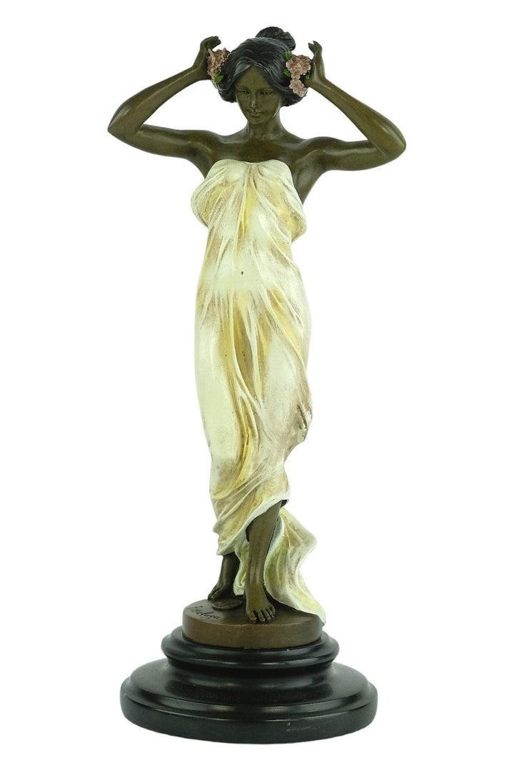 Bronze Nymph Sculpture Painted Bronze Wood Nymph Statue Pittaluga Sculpture Bronze Sculpture in Art Nouveau Style Bronze Female Statue Art