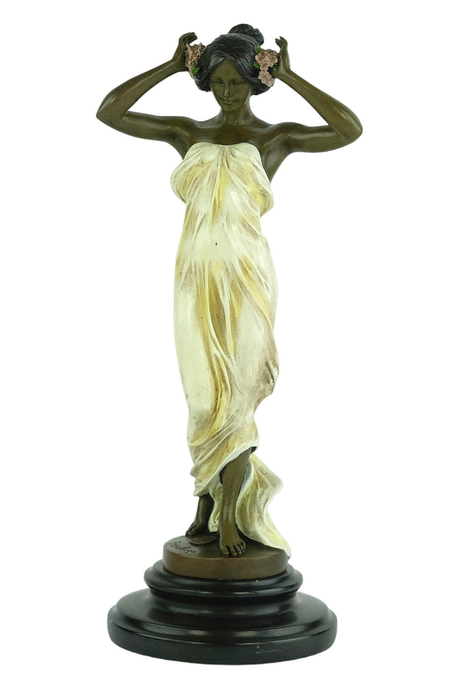 Bronze Nymph Sculpture Painted Bronze Wood Nymph Statue Pittaluga Sculpture Bronze Sculpture in Art Nouveau Style Bronze Female Statue Art