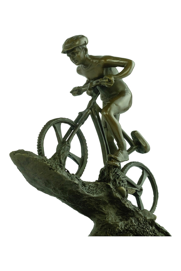 Bronze Mountainbiker Sculpture Outdoor Sports Trophy Bronze Mountainbiker Statue Mountain Biking Gift Biking Lovers Gift Bronze Art Statue
