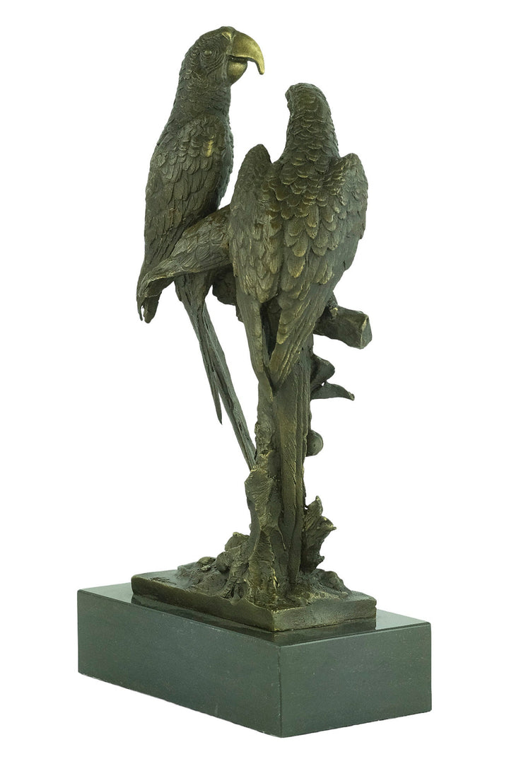 Bronze Parrots Sculpture Animal Art Statue Bronze Parrots on Branch Statue Parrot Lovers Gift Parrot Decoration Parrot Art Figurine Bird Art