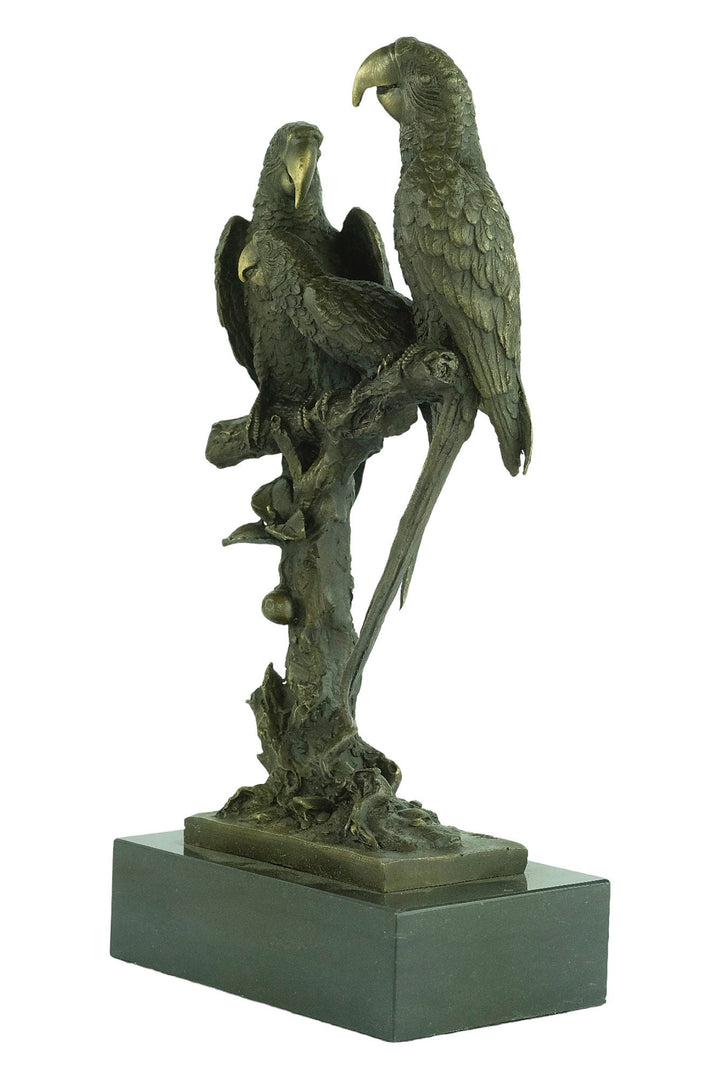 Bronze Parrots Sculpture Animal Art Statue Bronze Parrots on Branch Statue Parrot Lovers Gift Parrot Decoration Parrot Art Figurine Bird Art