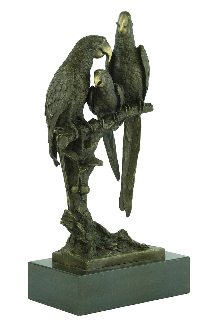 Bronze Parrots Sculpture Animal Art Statue Bronze Parrots on Branch Statue Parrot Lovers Gift Parrot Decoration Parrot Art Figurine Bird Art