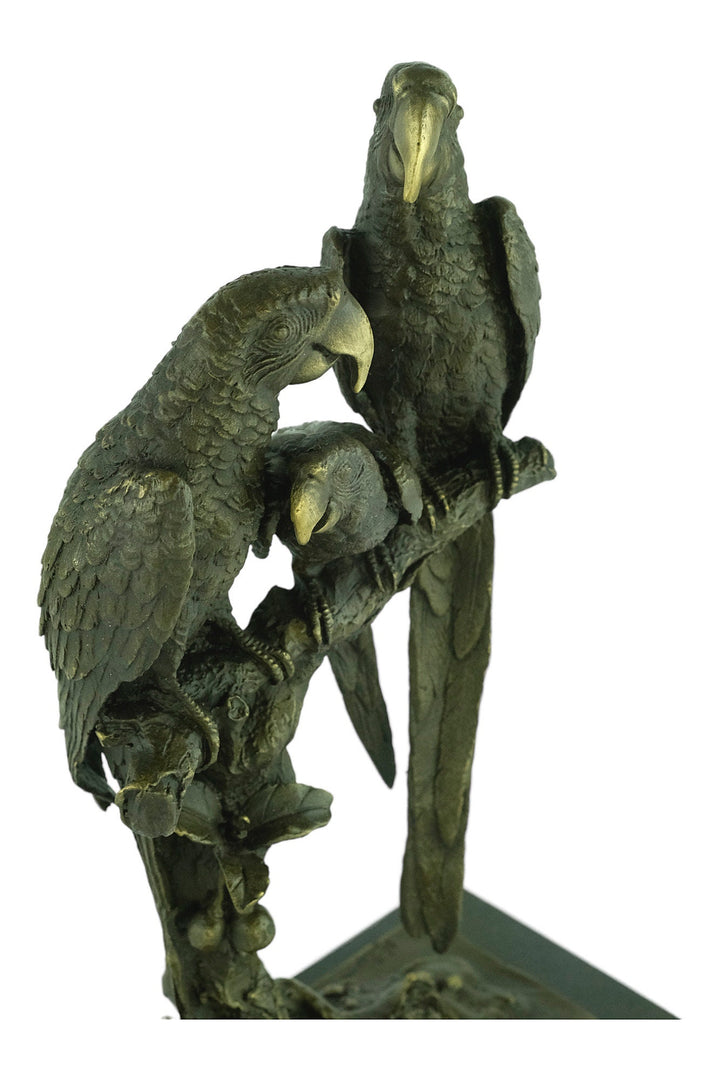 Bronze Parrots Sculpture Animal Art Statue Bronze Parrots on Branch Statue Parrot Lovers Gift Parrot Decoration Parrot Art Figurine Bird Art