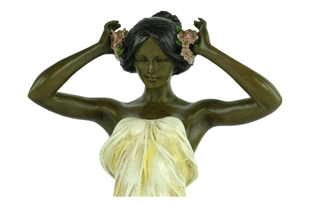 Bronze Nymph Sculpture Painted Bronze Wood Nymph Statue Pittaluga Sculpture Bronze Sculpture in Art Nouveau Style Bronze Female Statue Art