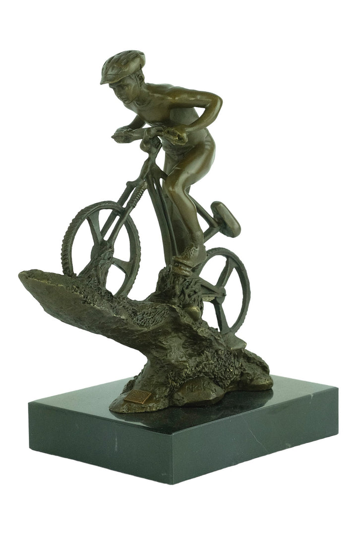 Bronze Mountainbiker Sculpture Outdoor Sports Trophy Bronze Mountainbiker Statue Mountain Biking Gift Biking Lovers Gift Bronze Art Statue